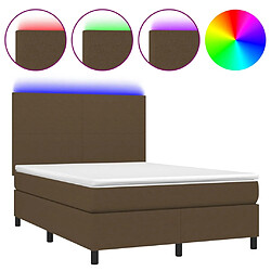 vidaXL Sommier à lattes de lit matelas et LED Marron foncé 140x200 cm