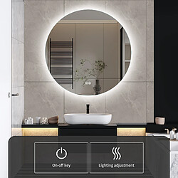 Acheter RAVAS Miroir rond salle-de-bain - 60cm - Anti-buée- 3 Mode de Lumières Dimmable