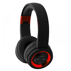 General Casque sans fil Bluetooth à suppression active du bruit sur l'oreille avec microphone, basses profondes, coussinets protéinés confortables, microphone antibruit rétractable.(noir rouge) 