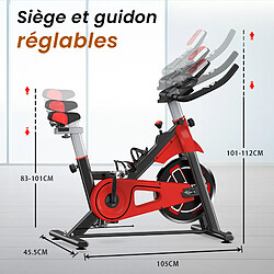 BIGZZIA Vélo d'appartement d'intérieur - Exercice de fitness à domicile - Avec siège et guidon réglables - Résistance réglable - Écran LCD - Max Charge: 120 kg pas cher