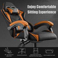 Fauteuil de Bureau - BIGZZIA Chaise Gaming - Siège de Bureau Réglable Gaming Racing - avec coussin et dossier inclinable - Orange