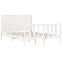 Maison Chic Cadre/structure de lit avec tête de lit pour adulte - Lit Moderne Chambre blanc 120x200 cm bois massif -MN31152 pas cher