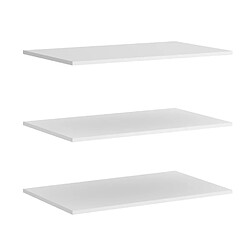 Pegane Lot de 3 étagères pour armoire en bois mélaminé coloris blanc - Longueur 87 x Profondeur 51x Hauteur 1,6 cm 