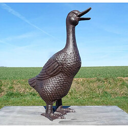 Acheter L'Héritier Du Temps Canard ou Cane Statuette Oiseau Volatile en Fonte Marron 13x26x39cm