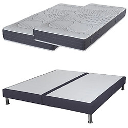 Ebac Matelas mousse + Sommier SR15 Volcan 2x90x190 Myriade - H. 21 cm - Soutien équilibré