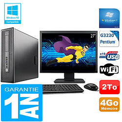 PC HP EliteDesk 800 G1 SFF Intel G3220 4 Go Disque 2 To Wifi W7 Ecran 27" · Occasion 