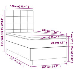 vidaXL Sommier à lattes de lit avec matelas Gris foncé 100x200 cm pas cher