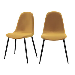 Rendez Vous Deco Chaise Malrik en velours jaune (lot de 2) 