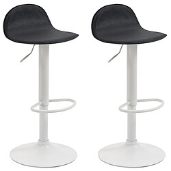 Decoshop26 Lot de 2 tabourets de bar avec repose-pieds en PVC noir pied trompète en métal blanc 10_0004262 