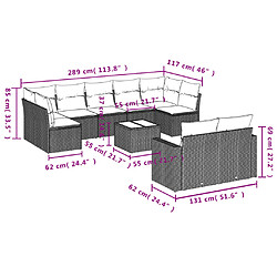 Avis Maison Chic Salon de jardin avec coussins 10 pcs | Ensemble de Table et chaises | Mobilier d'Extérieur gris résine tressée -GKD19463