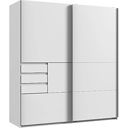 Pegane Armoire, meuble de rangement coloris Blanc /rechampis imitation blanc - Longueur 180 x Hauteur 198 x Profondeur 65 cm  