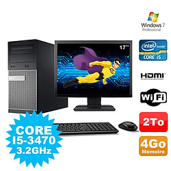 Lot PC Tour DELL 3010 MT I5-3470 Graveur 4Go 2To HDMI Wifi W7 + Ecran 17" - Occasion