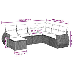 Acheter vidaXL Salon de jardin avec coussins 7 pcs gris clair résine tressée