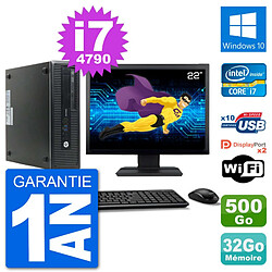 PC HP 800 G1 Ecran 22" Core i7-4790 RAM 32Go Disque 500Go Windows 10 Wifi - Occasion