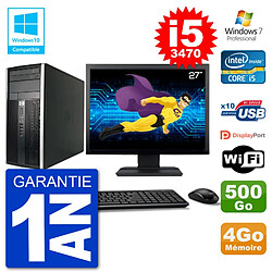 PC HP 6300 MT Ecran 27" i5-3470 RAM 4Go Disque 500Go Graveur DVD Wifi W7 - Occasion