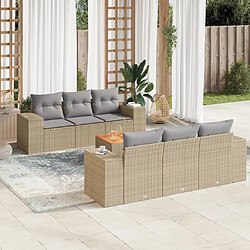 vidaXL Salon de jardin avec coussins 7 pcs beige résine tressée 