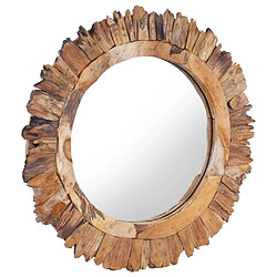 Maison Chic Miroir mural | Miroir Décoration pour Maison Salle de Bain 60 cm Teck Rond -GKD28156