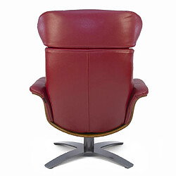 MY NEW DESIGN VEGA - Fauteuil Relax Cuir Rouge - Coque Bois en Chêne Naturel pas cher