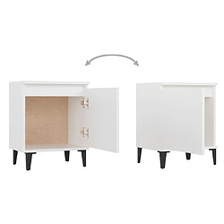 Acheter vidaXL Table de chevet avec pieds en métal blanc 40x30x50 cm