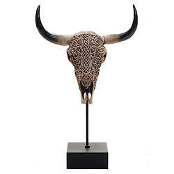 Mendler Crâne de décoration vache HWC-D31, polyresin, trophée avec ornements, taureau avec cornes, 47x30x12cm