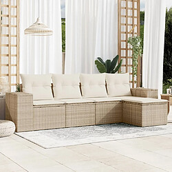 Maison Chic Salon de jardin avec coussins 5 pcs | Ensemble de Table et chaises | Mobilier d'Extérieur beige résine tressée -GKD75544