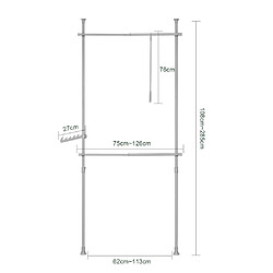 SoBuy FRG109-HG Télescopique Garde-Robe système Herkule 2 Barres Portant de vêtement