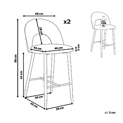 Avis Beliani Tabouret de bar Set de 2 Velours Beige FALTON