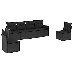 vidaXL Salon de jardin 6 pcs avec coussins noir résine tressée