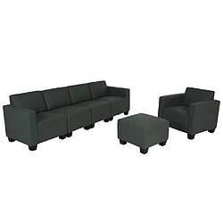 Acheter Mendler Modular Sofa-System Ensemble de canapés Lyon 3-1-1-1, similicuir ~ gris foncé