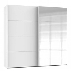 Inside 75 Armoire coulissante RONNA 1 porte blanc mat 1 porte miroir poignées aluminium mat largeur 180 cm