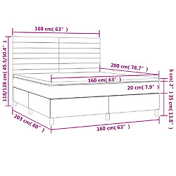 Acheter vidaXL Sommier à lattes de lit et matelas et LED Crème 160x200cm Tissu