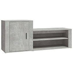 vidaXL Armoire à chaussures Gris béton 130x35x54 cm Bois d'ingénierie