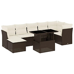 vidaXL Salon de jardin 8 pcs avec coussins marron résine tressée