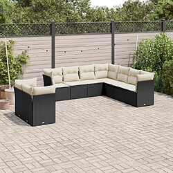 Maison Chic Ensemble Tables et chaises d'extérieur 9 pcs avec coussins,Salon de jardin noir résine tressée -GKD165674