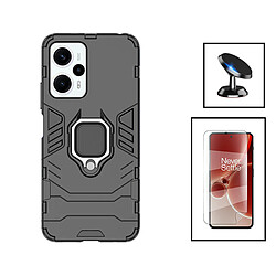 PHONECARE Kit Film Hydrogel Full Cover Avant + Coque 3X1 Military Defender + Support Magnétique de Voiture pour Xiaomi Poco F5 - Noir