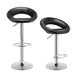 Helloshop26 Lot de 2 tabourets de bar modernes réglables en hauteur rotatifs à 360° base antidérapante repose-pieds en métal pour maison restaurant noir 20_0004906 