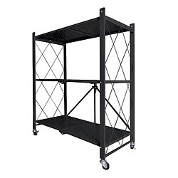 Avis Nyana Home Etagère de Rangement Pliante Polyvalente avec Roues 71x35x87cm Noir