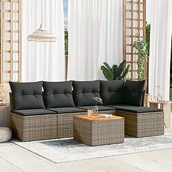 Maison Chic Ensemble Tables et chaises d'extérieur 6pcs avec coussins,Salon de jardin gris résine tressée -GKD120729