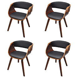 Maison Chic Lot de 4 Chaises à manger,Chaise pour cuisine marron bois courbé et similicuir -MN53833