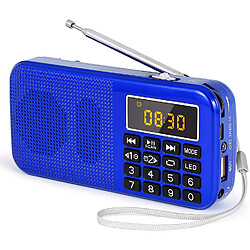 PRUNUS radio portable MP3 SD USB AUX avec batterie rechargeable de grande capacité (3000mAh) bleu