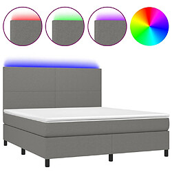 vidaXL Sommier à lattes de lit et matelas et LED Gris foncé 180x200 cm