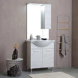 Kiamami Valentina MEUBLE DE SALLE DE BAINS SUR PIED 75CM CHÊNE BLANC EFFET BOIS | RIMINI 