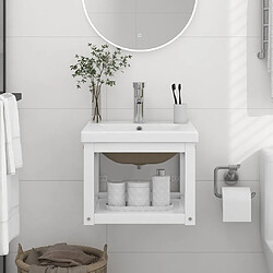 vidaXL Cadre de lavabo de salle de bain vasque à encastrer Blanc Fer 