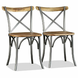 Maison Chic Lot de 6 Chaises à manger,Chaise pour cuisine bois de manguier massif et acier -MN70962