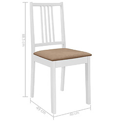 vidaXL Chaises à manger avec coussins lot de 4 blanc bois solide pas cher