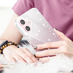 Avizar Coque Paillette pour iPhone 16 Plus Hybride Design Glamour Blanc / Rose pas cher