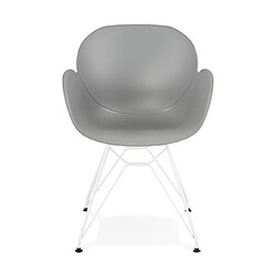 Mes Lot de 2 fauteuils design gris piétement métal blanc - UMILA