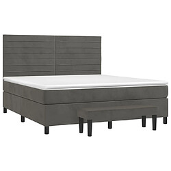 Avis Maison Chic Lit Adulte - Lit simple Lit à sommier tapissier et matelas moelleux - Meuble de Chambre - Gris foncé 160x200cm Velours -MN45484