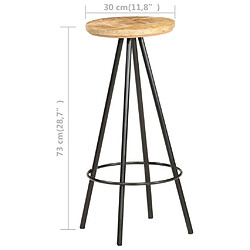 Acheter vidaXL Tabourets de bar lot de 2 bois de manguier brut