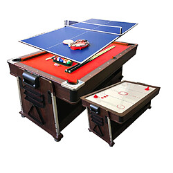 Simba BILLARD AMERICAIN 7FT MATTEW ROUGE + HOCKEY DE TABLE + TABLE DE TENNIS + PLAN COVERTOUR